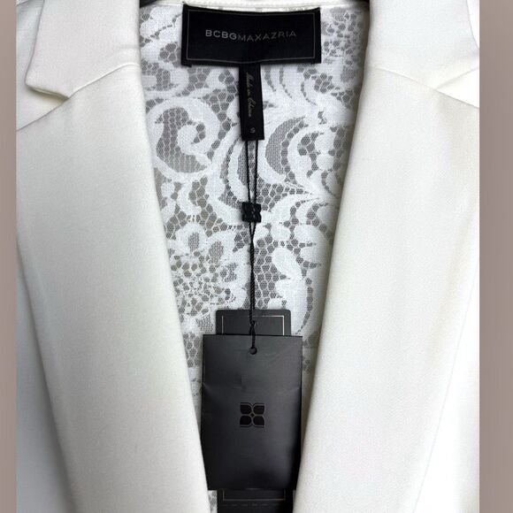 BCBG MAXAZRIA Abel Cold-Shoulder Lace Blazer Off White | Size S | NWT - Picture 5 of 6